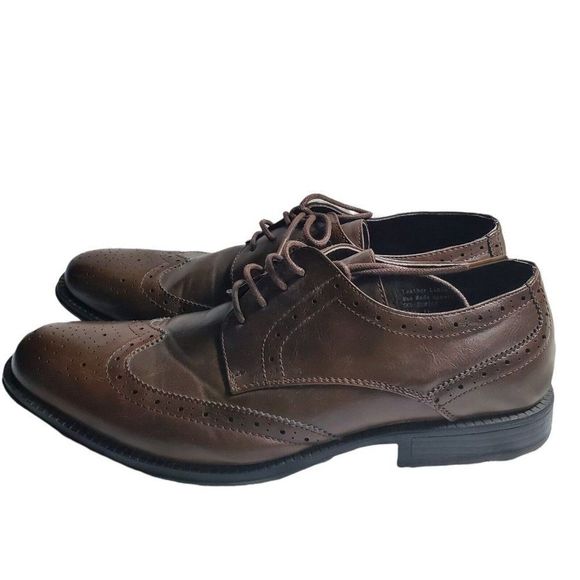 MENS WING TIP OXFORDS 11 ALPINE SWISS ZURICH  BROGUE MEDALLION DRESS SHOES - Picture 3 of 12